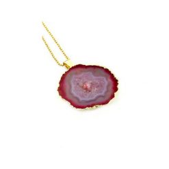 Colare Geoda Agatu złoto. Różowe naszyjniki damskie Brazi druse jewelry, na co dzień, z agatem, srebrne. Za 170,00 zł.