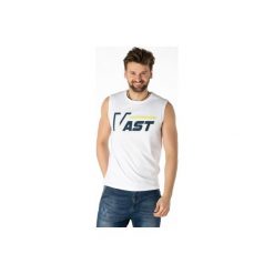 T-shirt bez rękawów męski z printem, z lamówkami. Szare spodenki i szorty męskie marki TXM, na lato, m, z nadrukiem, z klasycznym kołnierzykiem. Za 19,99 zł.