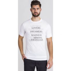 T-SHIRT Armani Exchange. Białe t-shirty męskie m, z nadrukiem, z bawełny, z okrągłym kołnierzem. Za 115,00 zł.