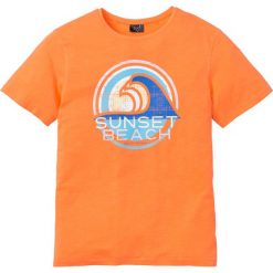 T-shirt z nadrukiem bonprix nektarynka. Pomarańczowe t-shirty męskie bonprix, xl, z nadrukiem, z bawełny, bez kołnierzyka. Za 21,99 zł.