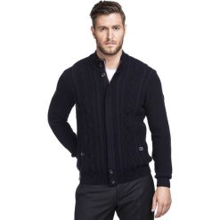 Sweter ZACCARIA SWGR000200. Niebieskie swetry męskie Giacomo Conti, na zimę, m, bez wzorów, z bawełny, z golfem, bez kaptura. Za 499,00 zł.