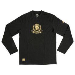 T-shirty męskie: Adidas Leisure z długim rękawem T-shirt – mężczyźni – Black / gold_xs