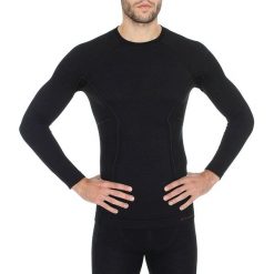 Brubeck Koszulka męska z długim rękawem Active Wool czarna r. L (LS12820). Czarne koszulki sportowe męskie marki Brubeck, m. Za 139,99 zł.