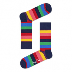 Skarpety Happy Socks Stripes (STR01-6001). Niebieskie skarpetki damskie Happy Socks, z bawełny. Za 29,99 zł.