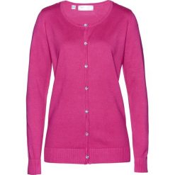 Sweter rozpinany bonprix różowa magnolia. Różowe swetry damskie bonprix, bez wzorów, bez rękawów, bez kaptura. Za 54,99 zł.