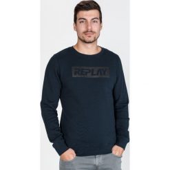 Replay Bluza Niebieski. Niebieskie bluzy męskie Replay, s, z nadrukiem, z bawełny, bez kołnierzyka, bez rękawów, bez kaptura. Za 412,95 zł.