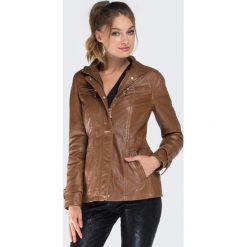 Kurtka damska. Pomarańczowe kurtki damskie Wittchen, xl, bez wzorów, ze skóry, eleganckie, krótkie, bez kaptura. W wyprzedaży za 499,90 zł.