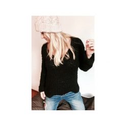 Czarny Sweter. Czarne swetry damskie Miw collection, bez wzorów, bez rękawów, bez kaptura. Za 299,00 zł.