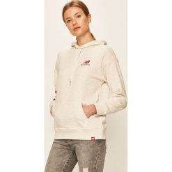New Balance - Bluza. Szare bluzy damskie New Balance, s, z nadrukiem, z elastanu, bez rękawów, z kapturem. Za 299,90 zł.