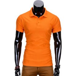 Koszulka męska polo bez nadruku S715 - pomarańczowy. Pomarańczowe koszulki męskie Ombre Clothing, s, z nadrukiem, z materiału, klasyczne, bez rękawów. Za 19,00 zł.