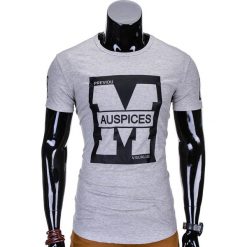 T-shirty męskie: T-SHIRT MĘSKI Z NADRUKIEM S789 – SZARY