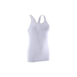 Top bezszwowy YOGA damski. Brązowe topy damskie marki DOMYOS, xl, bez wzorów, z poliesteru, bez kołnierzyka. W wyprzedaży za 29,99 zł.