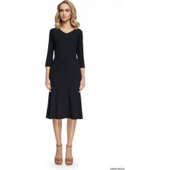 Sukienka midi fason rybki - czarna (S-083). Czarne sukienki damskie Pakamera, s, bez wzorów, z elastanu, eleganckie, bez kołnierzyka, bez rękawów, midi. Za 165,00 zł.