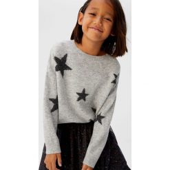 Mango Kids - Sweter dziecięcy Star 110-164 cm. Szare swetry dziewczęce z elastanu, retro, z okrągłym kołnierzem, krótkie. W wyprzedaży za 69,90 zł.