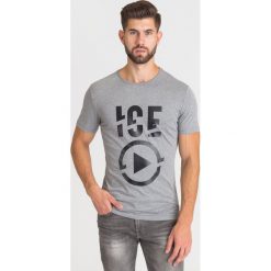 T-SHIRT ICE PLAY. Szare t-shirty męskie m, z nadrukiem, z bawełny, z okrągłym kołnierzem. Za 114,50 zł.