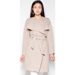 Beżowy Elegancki Płaszcz Przewiązany Paskiem. Brązowe kurtki damskie Venaton, s, bez wzorów, z poliesteru, eleganckie. Za 179,90 zł.