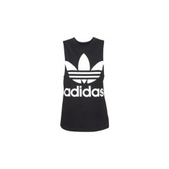 Topy na ramiączkach / T-shirty bez rękawów adidas TREFOIL TANK. Czarne topy damskie marki Adidas, bez wzorów, bez kołnierzyka. Za 103,20 zł.