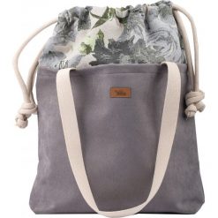Torebka worek "DUOBAG", kolor szare róże. Szare torebki worki damskie me&BAGS, w kwiaty, z tkaniny, duże, bez dodatków. Za 229,00 zł.