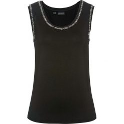 Top Premium ze sztrasami bonprix czarny. Czarne topy damskie bonprix, bez wzorów, bez kołnierzyka. Za 54,99 zł.