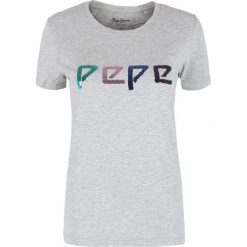 T- shirt Pepe Jeans. Szare koszulki damskie Pepe Jeans, bez wzorów, z jeansu, bez kołnierzyka, bez rękawów. Za 89,00 zł.