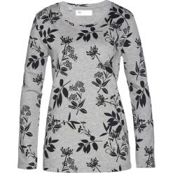 Bluza dresowa bonprix jasnoszary melanż - czarny w kwiaty. Szare bluzy damskie bonprix, z dresówki, bez kaptura. Za 74,99 zł.