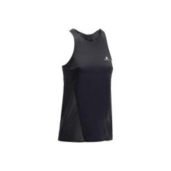 Top fitness kardio 900 damski. Czarne topy sportowe damskie marki DOMYOS, z elastanu, na fitness i siłownię. W wyprzedaży za 59,99 zł.