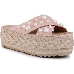 Espadryle EVA MINGE - EM-14-07-000733 921. Różowe espadryle damskie Eva Minge, z aplikacjami, ze skóry, bez obcasa. Za 499,00 zł.