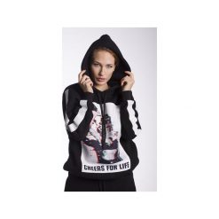Cheers for life hoodie. Pomarańczowe bluzy damskie Fly high store, s, z nadrukiem, bez rękawów, z kapturem. Za 269,10 zł.
