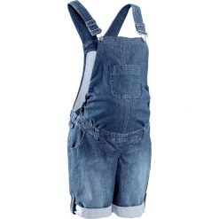 Krótkie ogrodniczki ciążowe bonprix niebieski "stone". Niebieskie jeansy damskie bonprix, z jeansu. Za 149,99 zł.