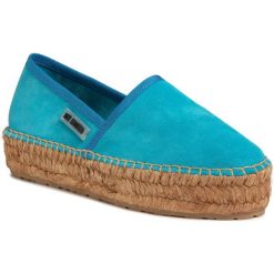 Espadryle LOVE MOSCHINO - JA10493G0AJEF702 Crosta Turchese. Niebieskie espadryle damskie Love Moschino, bez wzorów, ze skóry, bez obcasa, na płaskiej podeszwie. Za 489,00 zł.