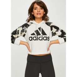 Adidas Performance - Bluza. Białe bluzy damskie z nadrukiem marki adidas Performance, s, z bawełny, z kapturem. Za 249,90 zł.