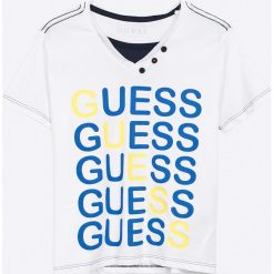 Guess Jeans - T-shirt dziecięcy 118-176 cm. Szare t-shirty męskie marki Guess Jeans, l, z nadrukiem, z bawełny, z okrągłym kołnierzem. W wyprzedaży za 69,90 zł.