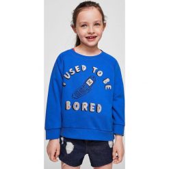 Mango Kids - Bluza dziecięca 104-164 cm. Białe bluzy dziewczęce Mango Kids, z nadrukiem, z bawełny, bez kaptura. W wyprzedaży za 35,90 zł.