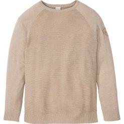 Sweter z bawełny z recyklingu, zrównoważony produkt bonprix beżowy melanż. Brązowe swetry męskie bonprix, s, melanż, z bawełny. Za 44,99 zł.