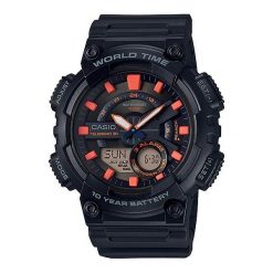 Zegarek Casio Męski AEQ-110W-1A2VEF DataBank czarny. Czarne zegarki męskie marki CASIO. Za 276,99 zł.