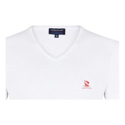 Koszulka w kolorze białym. Białe koszulki męskie Giorgio di Mare, s, z haftami, z bawełny, bez kołnierzyka, bez rękawów. W wyprzedaży za 59,95 zł.
