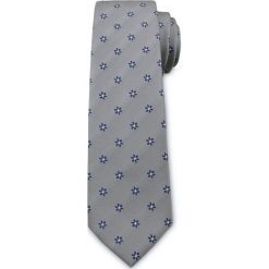 Męski Krawat Chattier - Stalowy, Drobne Kwiatki KRCH1032. Szare krawaty męskie Chattier, w kwiaty, z tkaniny, eleganckie. Za 39,00 zł.