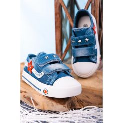 Niebieskie trampki jeansowe na rzepy casu 204/28lb. Niebieskie trampki dziewczęce Casu, bez wzorów, z jeansu, na rzepy. W wyprzedaży za 39,99 zł.