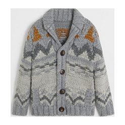 Mango Kids - Kardigan dziecięcy Roy 80-104 cm. Szare swetry chłopięce Mango Kids, bez wzorów, z wełny, krótkie, bez kaptura. Za 99,90 zł.
