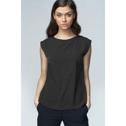 Prosta czarna bluzka bez rękawów. Czarne bluzki damskie NIFE, s, bez wzorów, z poliesteru, eleganckie, bez kołnierzyka, z krótkim rękawem. Za 139,00 zł.
