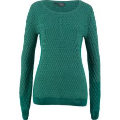 Swetry damskie: Sweter w strukturalny wzór bonprix dymny szmaragdowy