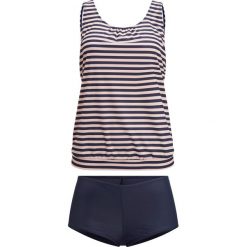 Tankini oversize (2 części) bonprix ciemnoniebiesko-stary jasnoróżowy. Niebieskie stroje kąpielowe damskie bonprix, bez wzorów, retro. Za 109,99 zł.