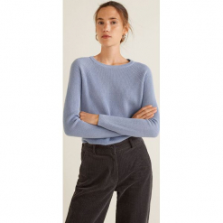 Mango - Sweter Cross. Szare swetry klasyczne damskie marki Mango, l, z dzianiny, z okrągłym kołnierzem. Za 69,90 zł.