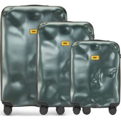 Walizki Icon w zestawie 3 el. zielony. Zielone walizki Crash Baggage, bez wzorów, z tkaniny, wakacyjne. Za 2994,00 zł.