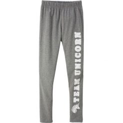 Legginsy bonprix szary melanż z nadrukiem. Szare legginsy dziewczęce bonprix, w paski. Za 34,99 zł.