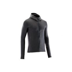 Kurtka do biegania męska RUN WARM+ szara. Szare kurtki sportowe męskie KALENJI, s, bez wzorów, z elastanu, bez kaptura, do biegania. Za 119,99 zł.