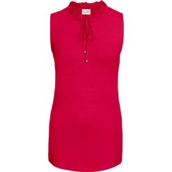 Top bonprix czerwony. Czerwone bluzki damskie marki bonprix, bez wzorów, bez kołnierzyka, bez rękawów. Za 34,99 zł.