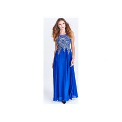 Elegancka sukienka maxi. Niebieskie sukienki damskie Bird, bez wzorów, eleganckie, bez kołnierzyka, bez rękawów, maxi. Za 726,00 zł.