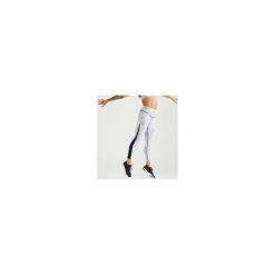 Legginsy fitness cardio 900 damskie. Białe legginsy sportowe damskie DOMYOS, xl, w paski, z elastanu, na fitness i siłownię. Za 99,99 zł.