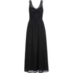 Sukienka wieczorowa z aplikacjami bonprix czarny. Czarne sukienki damskie marki bonprix, z aplikacjami, eleganckie, bez kołnierzyka, bez rękawów. Za 239,99 zł.